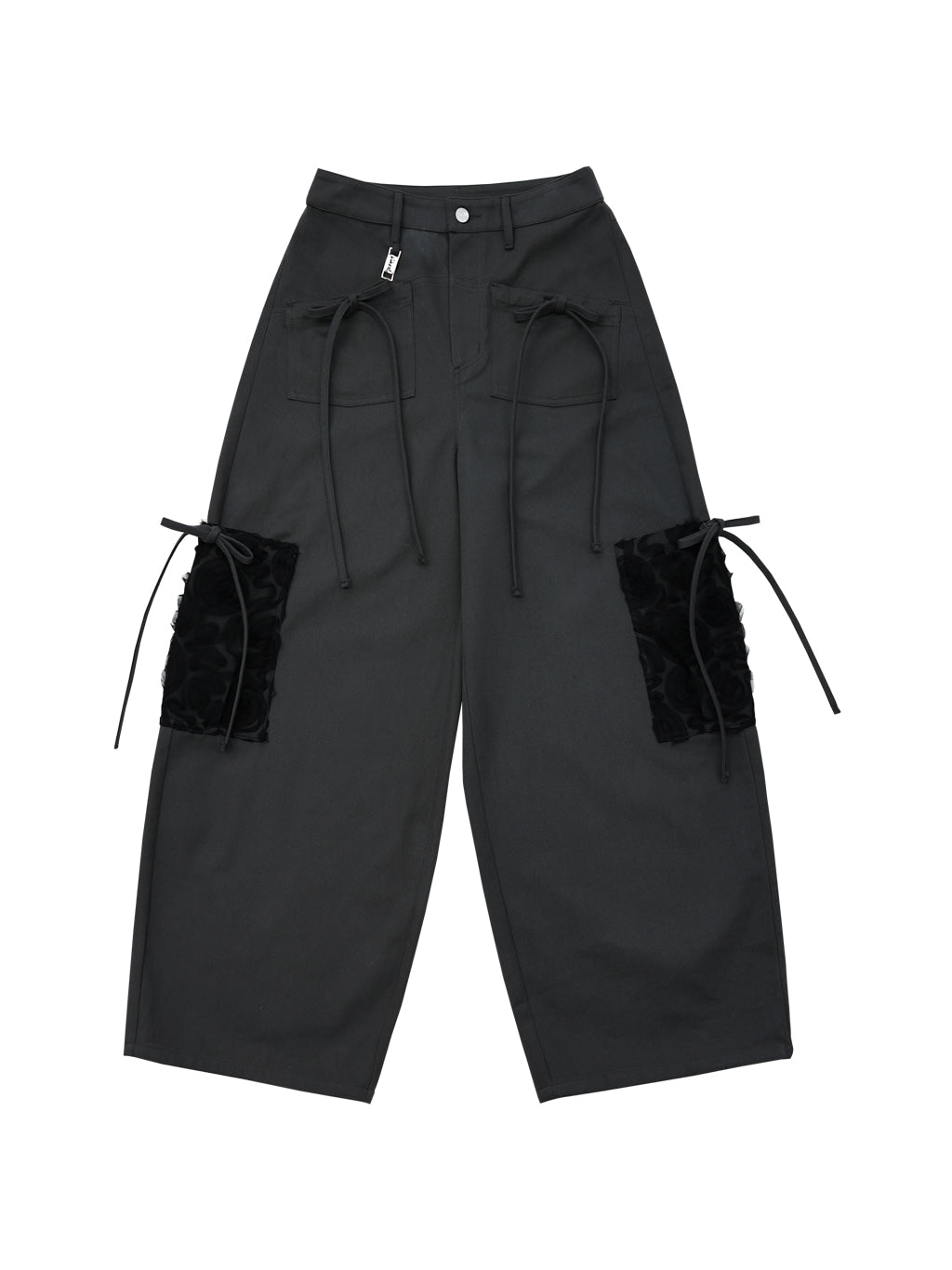 Ribbon Cotton Pants (Charcoal)