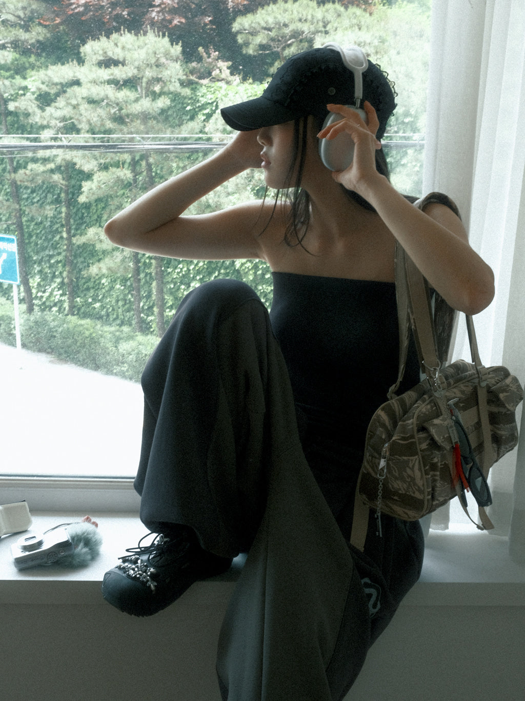 Logo Lace Bra Top (Black)