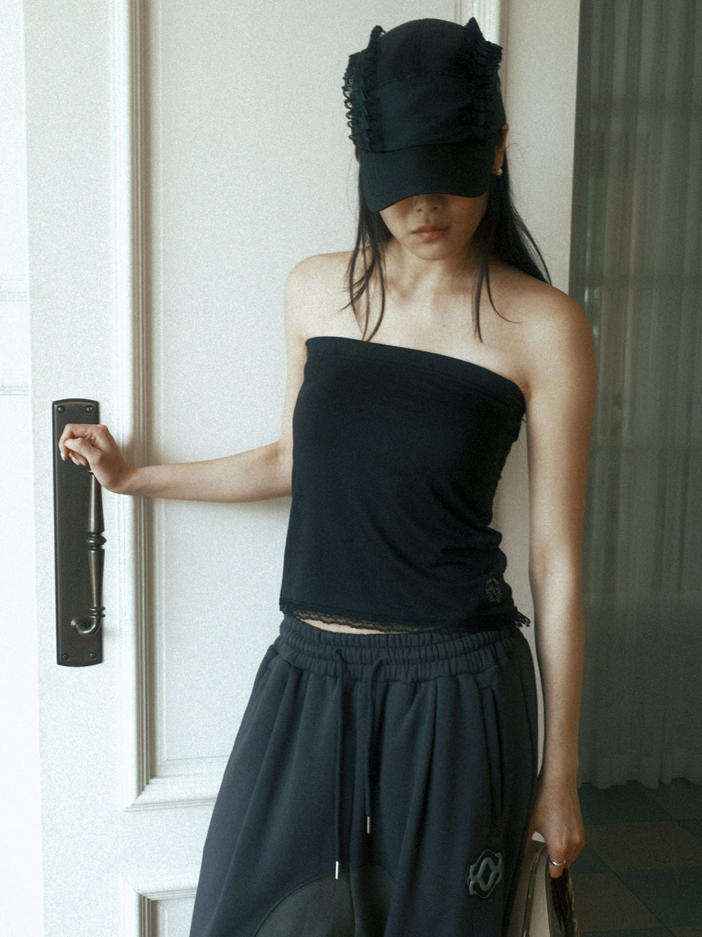 Logo Lace Bra Top (Black)