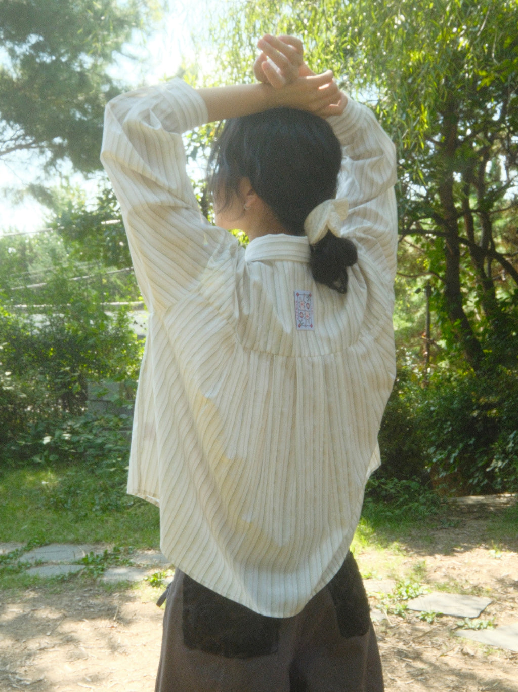 Stripe Pleats Shirt (Light Green)