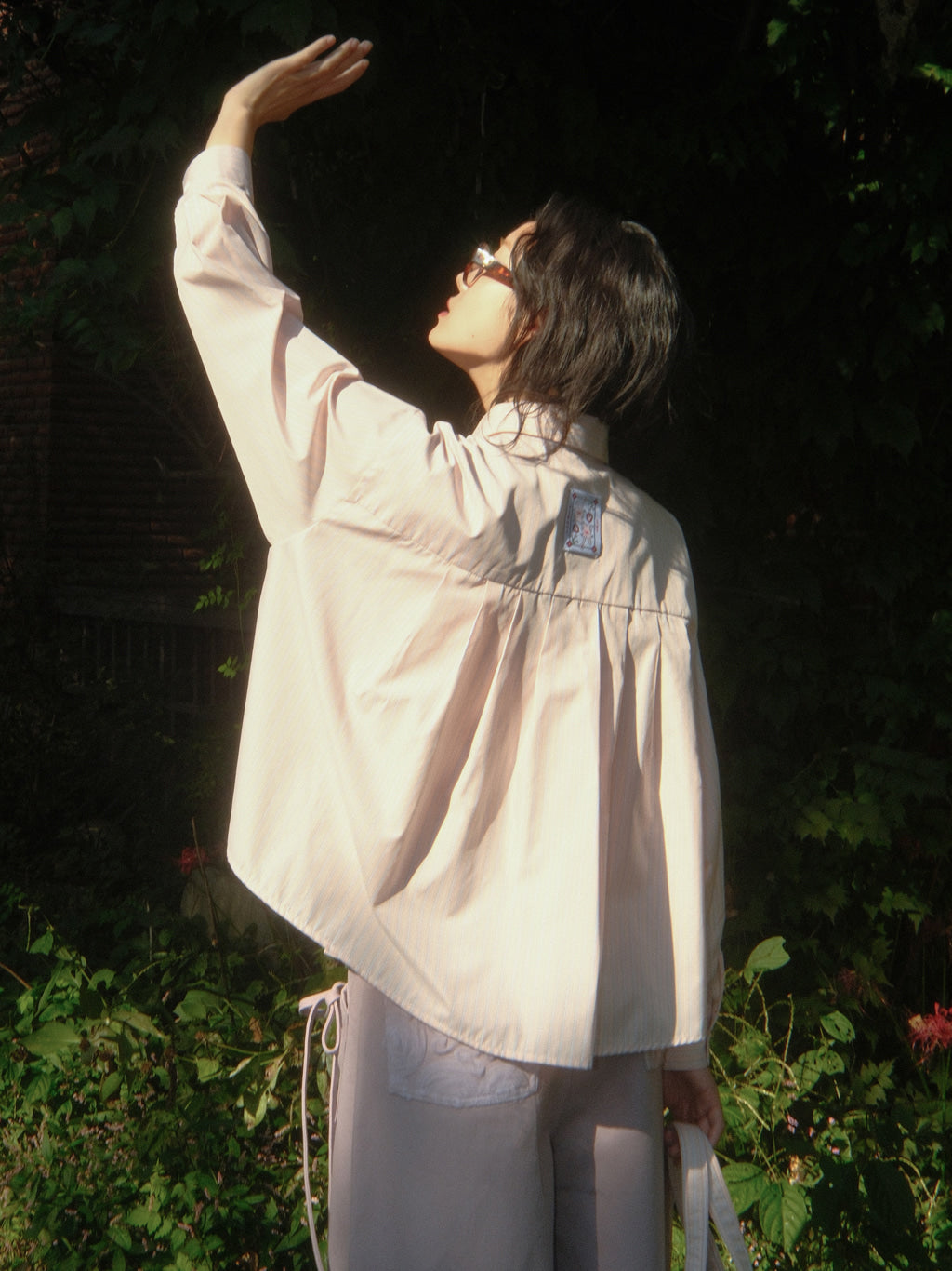 Stripe Pleats Shirt (Pastel Pink)