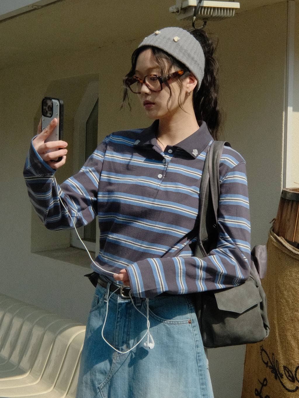 Stripe Rugby T-shirt (Charcoal)