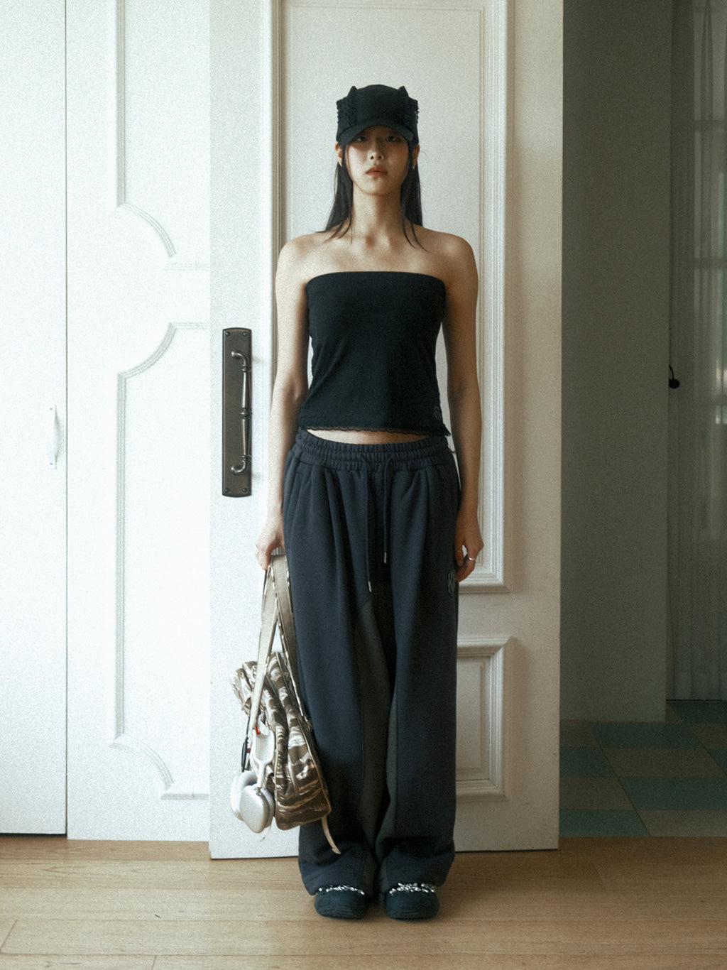 Logo Lace Bra Top (Black)