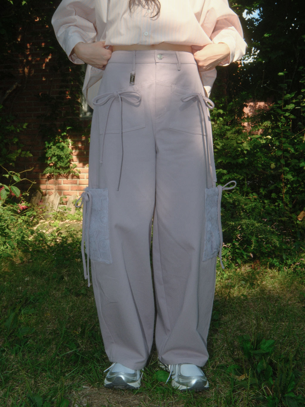 Ribbon Cotton Pants (Purple)