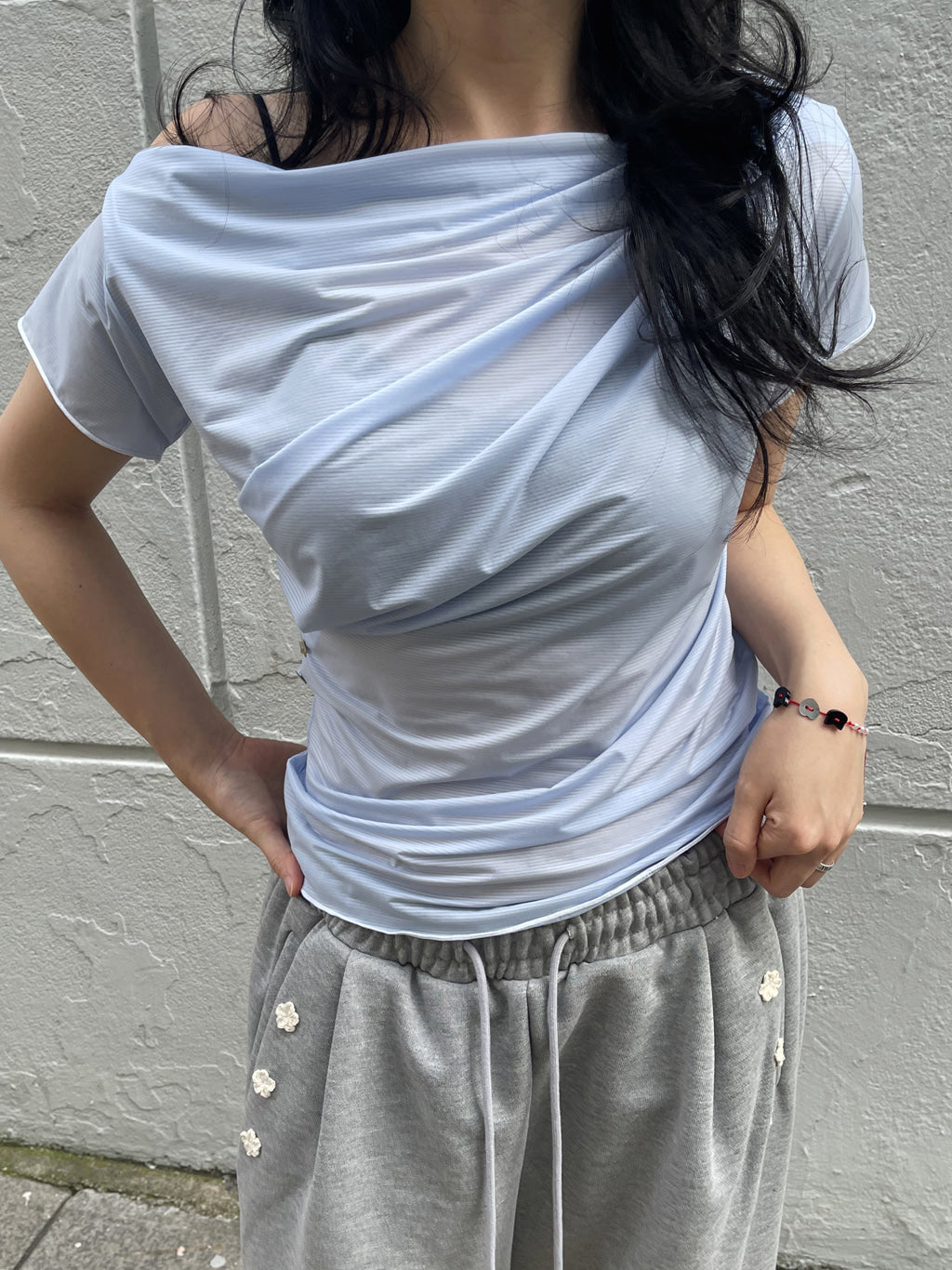 Sheer Drape Tee (Skyblue)