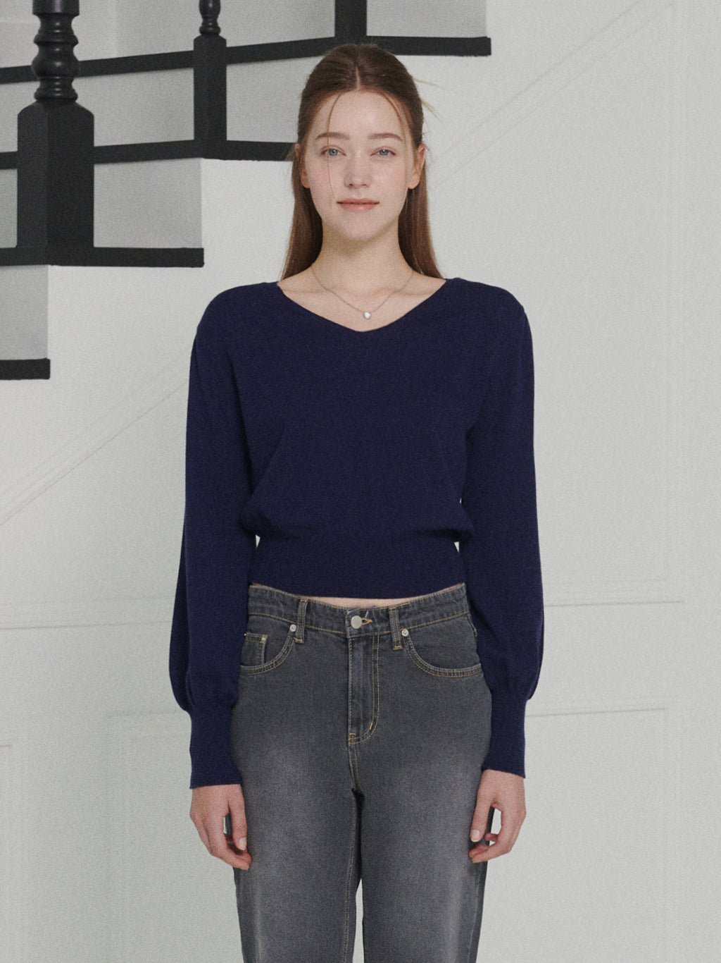 Emma Puff Knit (Navy)